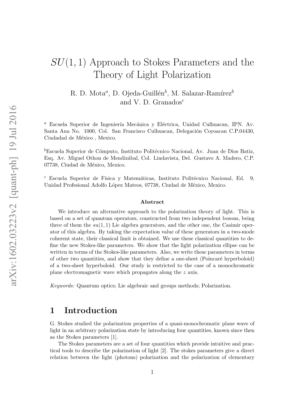 Approach to Stokes Parameters and the Theory of Light Polarization