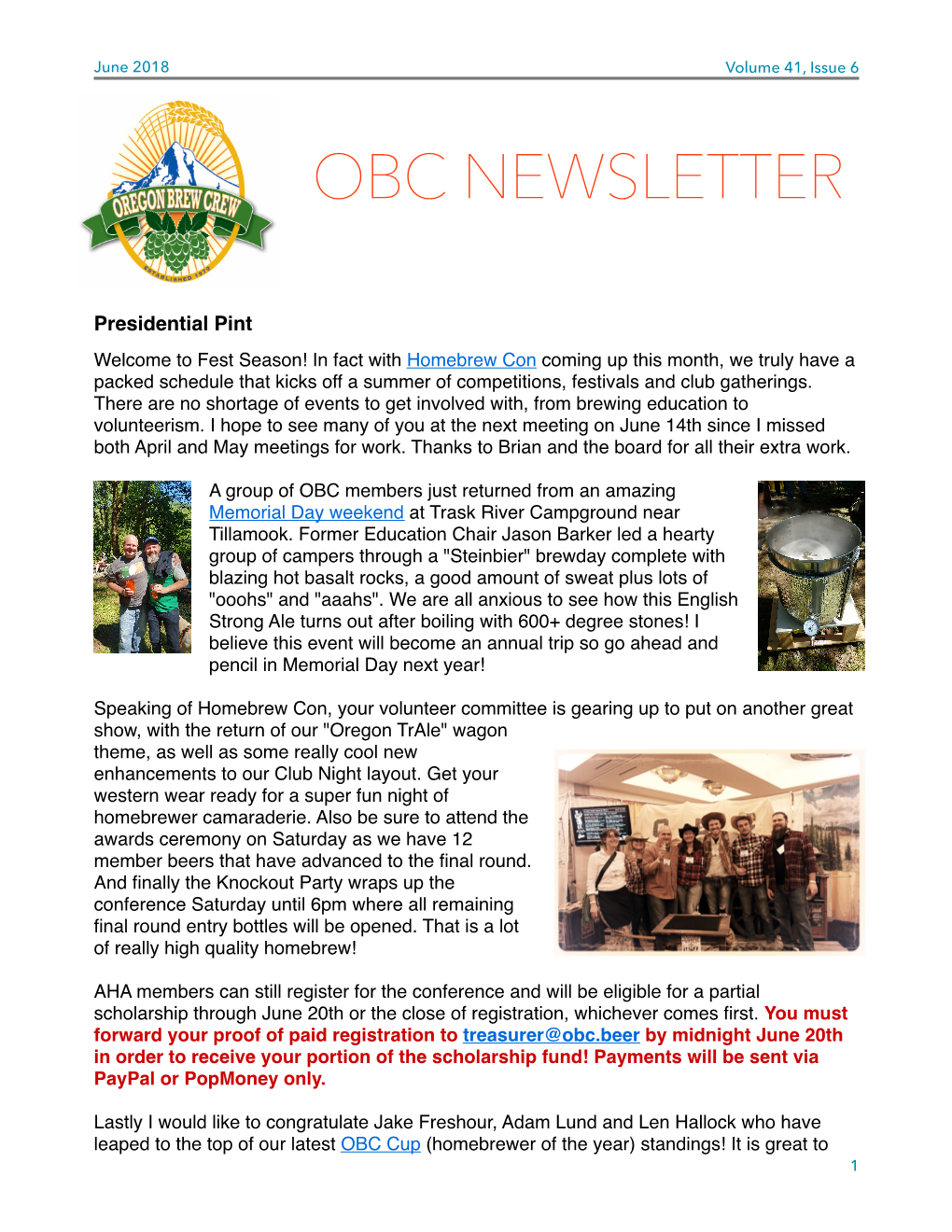 June 2018 Newsletter