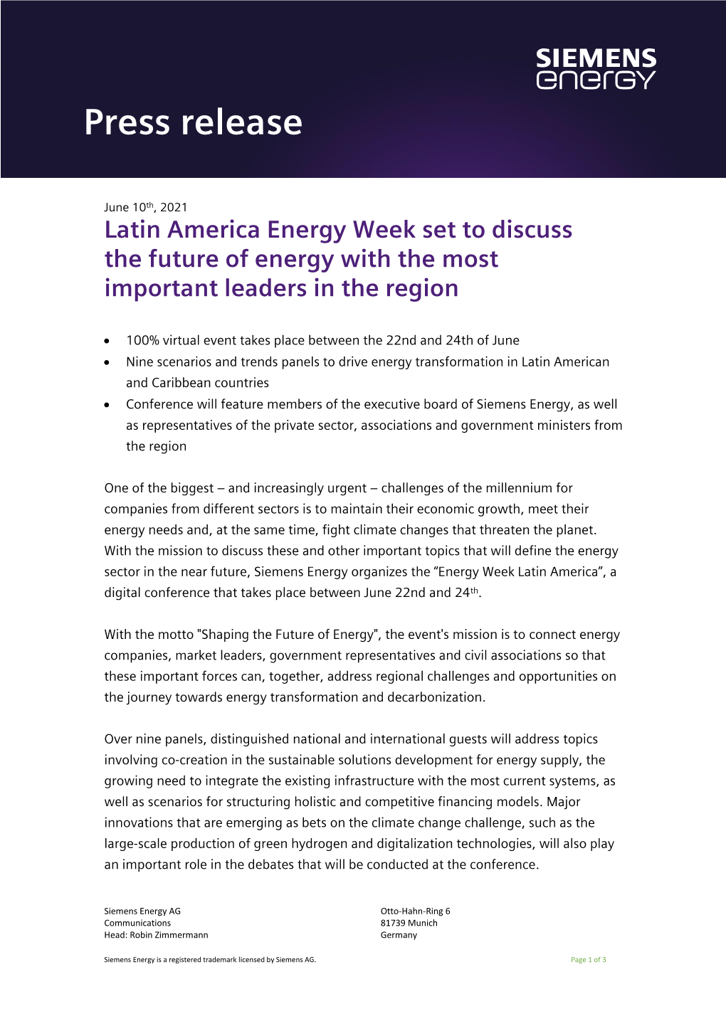 Latin America Energy Week Set to Discuss the Future of Energy with the Most Important Leaders in the Region