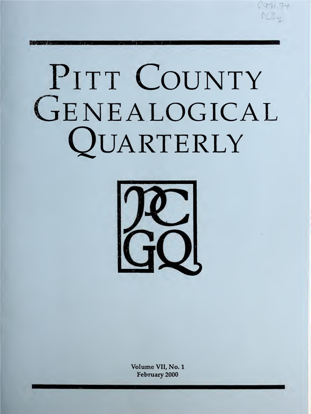 Pitt County Genealogical Quarterly [Serial]