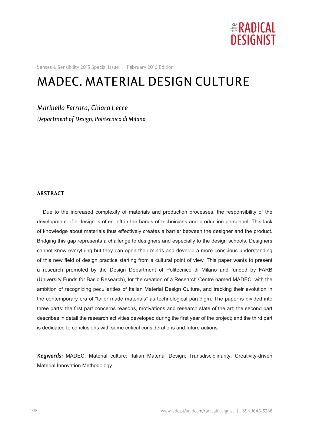 Madec. Material Design Culture