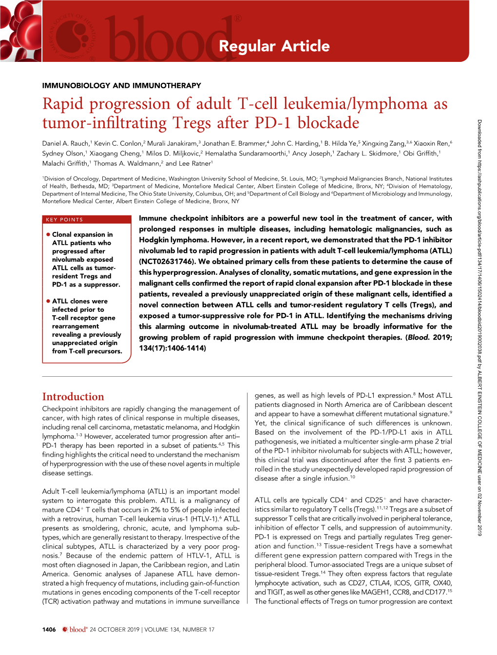 Rapid Progression of Adult T-Cell Leukemia/Lymphoma As Tumor