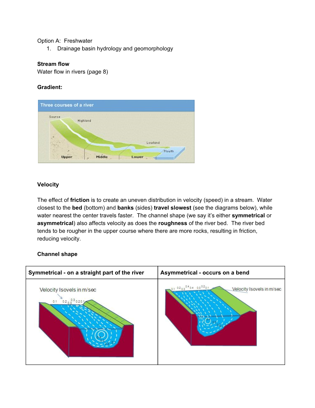 Option A: Freshwater 1. Drainage Basin Hydrology and Geomorphology