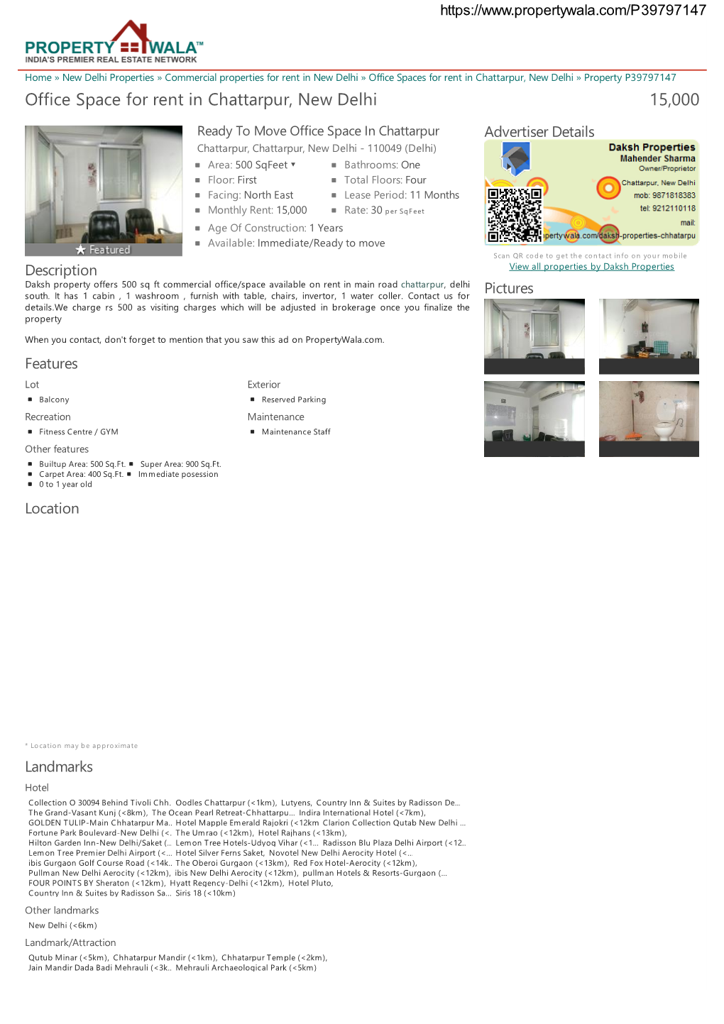 Office Space for Rent in Chattarpur, New Delhi