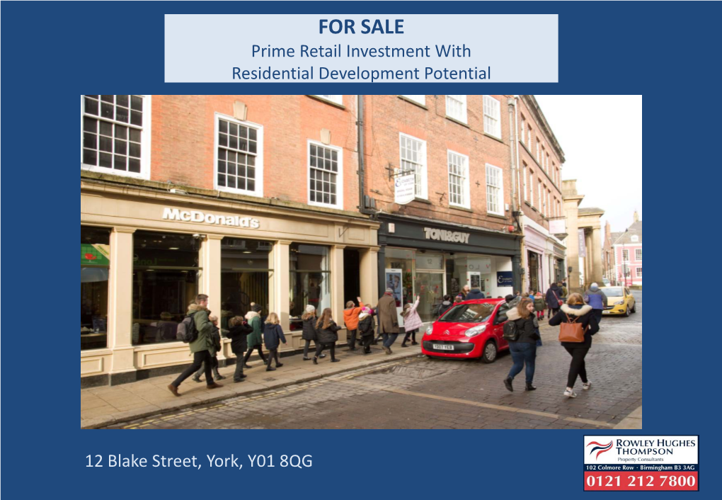 FOR SALE Prime Retail Investment with Residential Development Potential