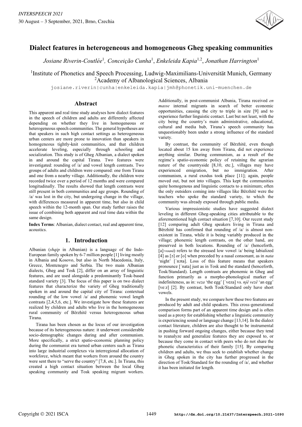 Dialect Features in Heterogeneous and Homogeneous Gheg Speaking Communities