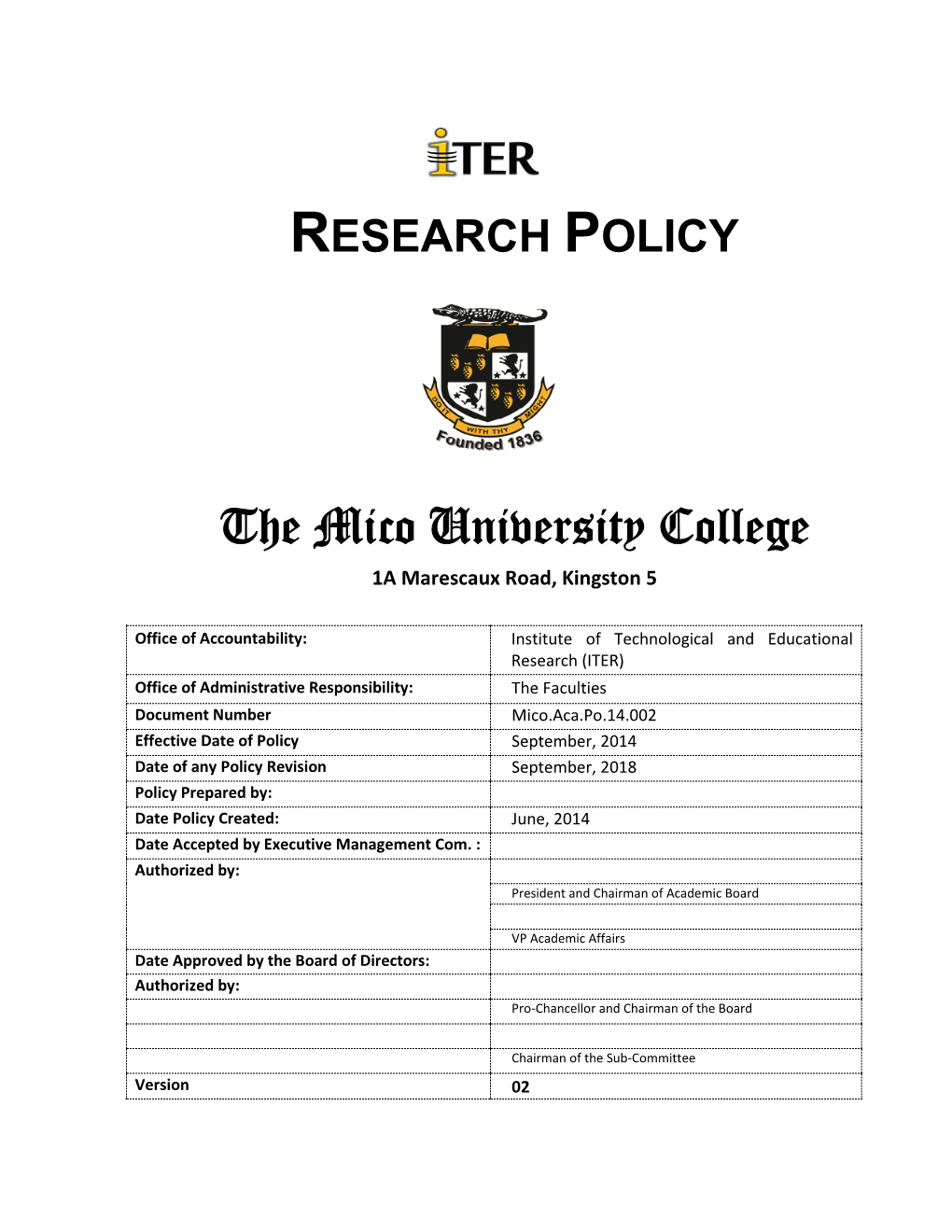 Academic Research Policy