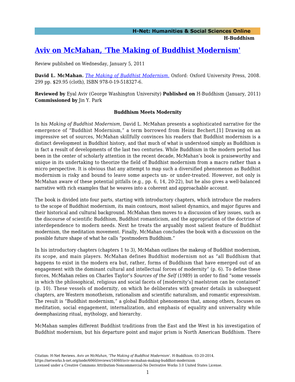 The Making of Buddhist Modernism'