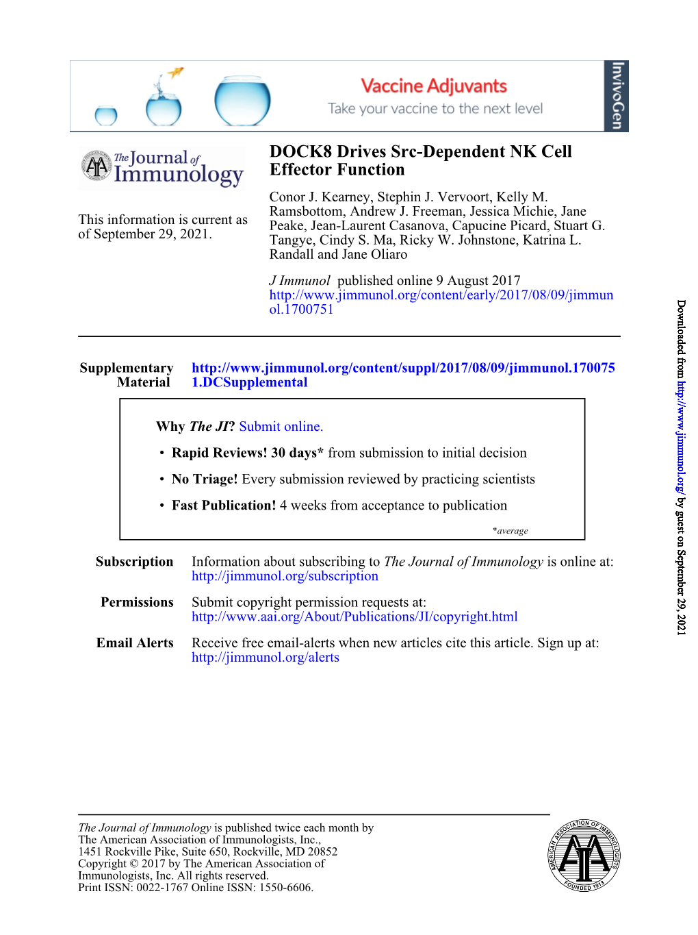 DOCK8 Drives Src-Dependent NK Cell Effector Function Conor J