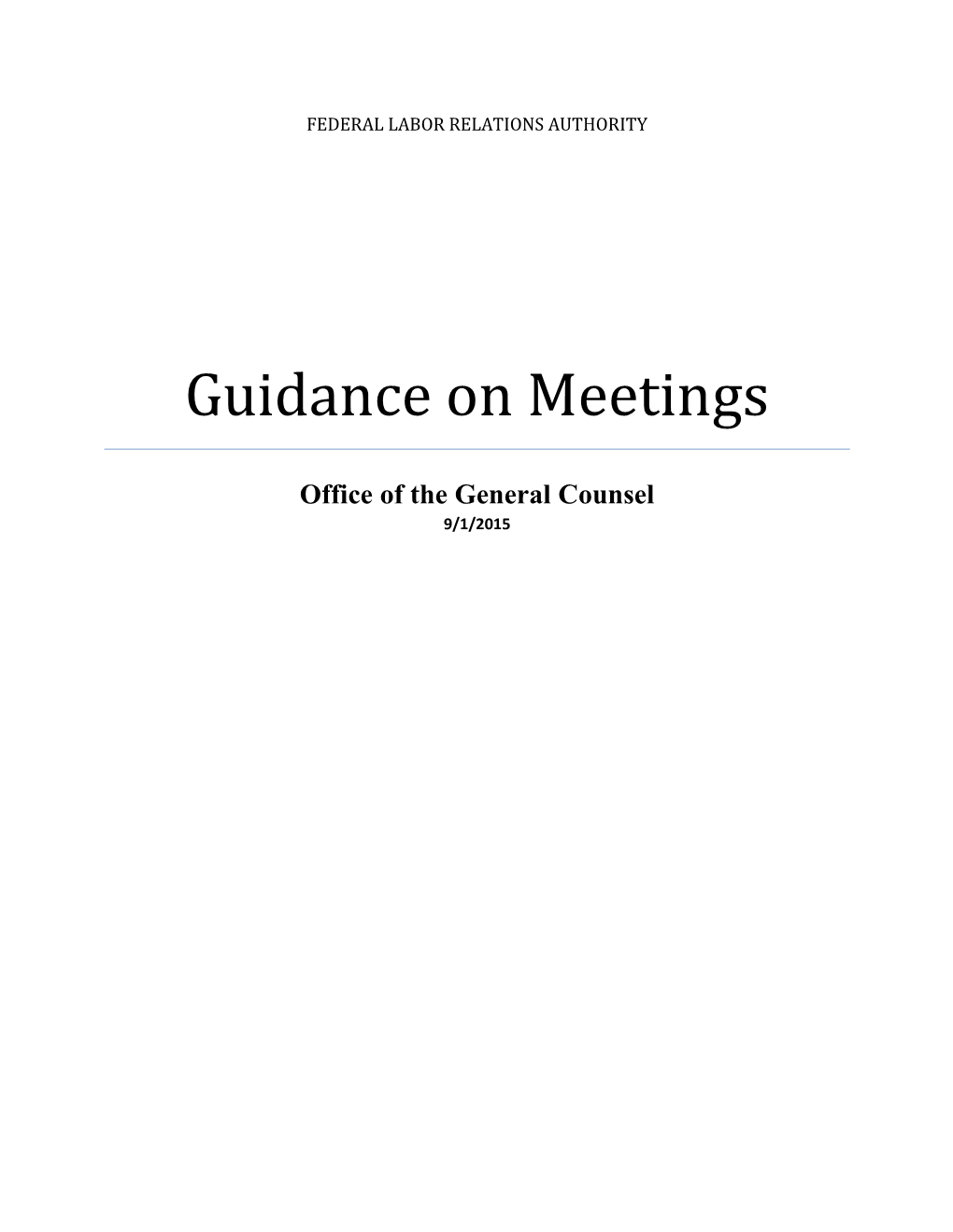 Guidance on Meetings