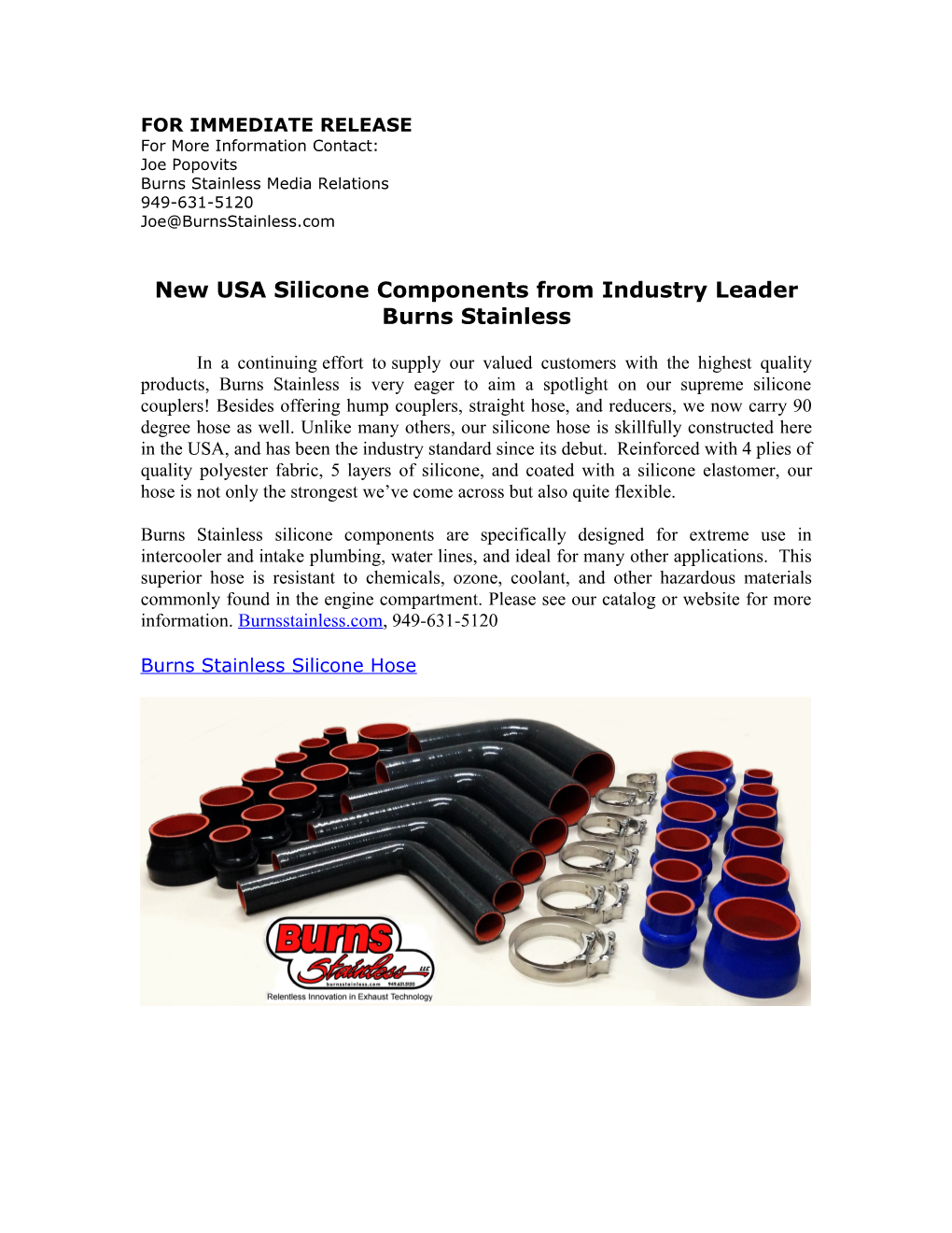 Silicone Hose Press Release