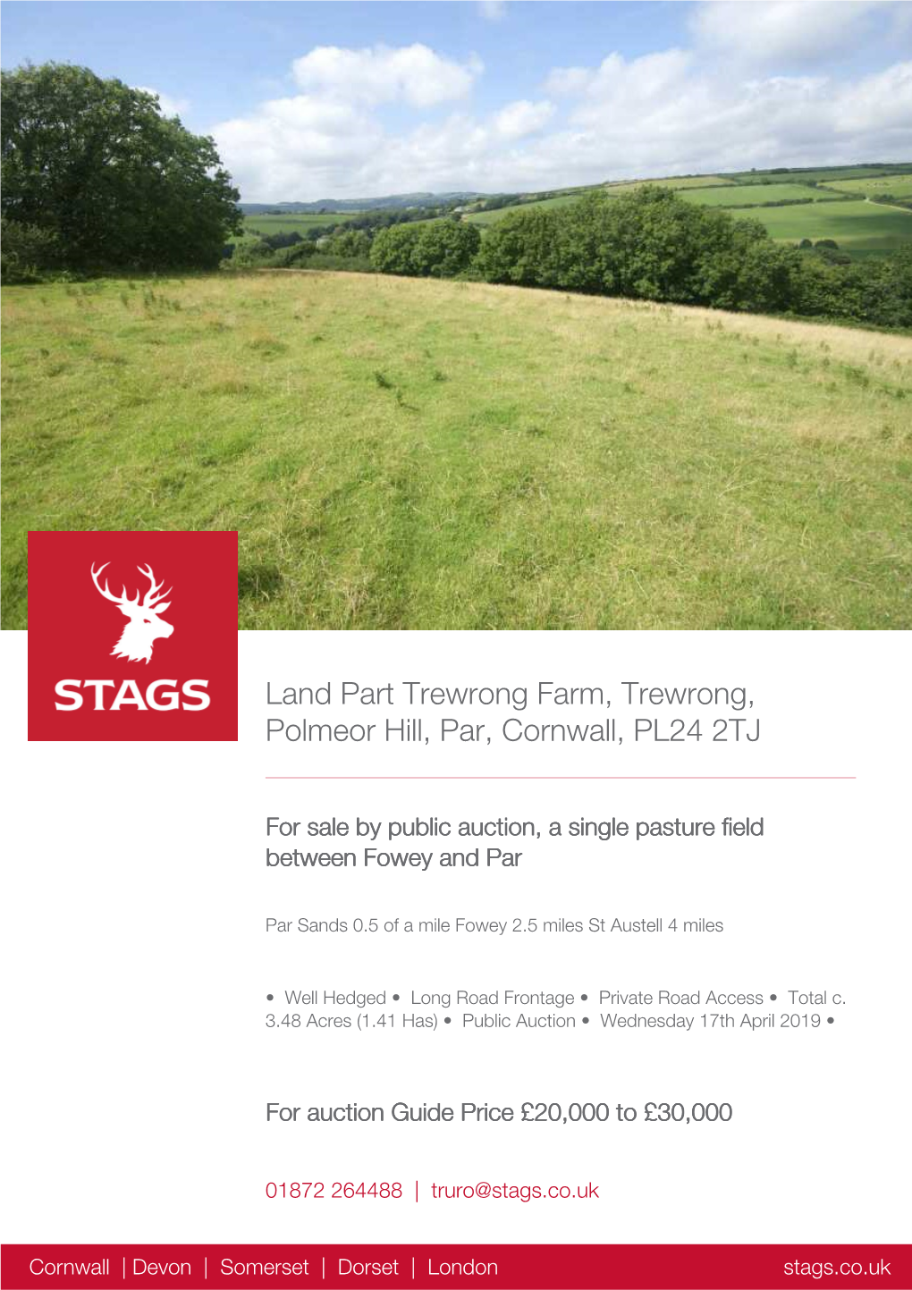 Land Part Trewrong Farm, Trewrong, Polmeor Hill, Par, Cornwall, PL24 2TJ