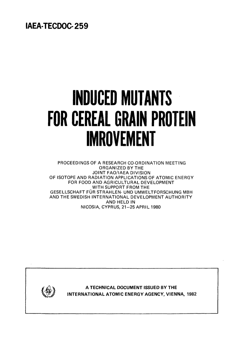 For Cereal Grain Protein Imrovement
