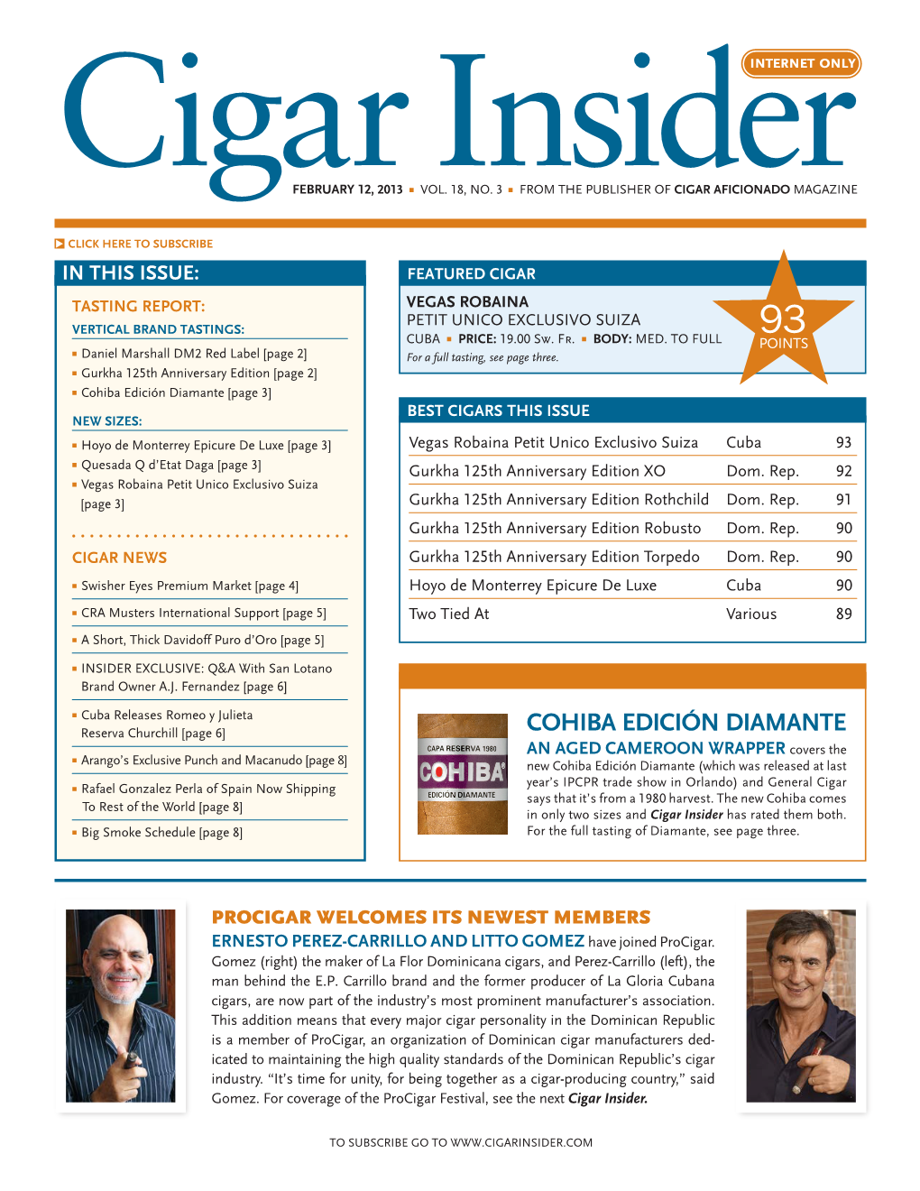 Cohiba Edición Diamante [Page 3] BEST CIGARS THIS ISSUE NEW SIZES