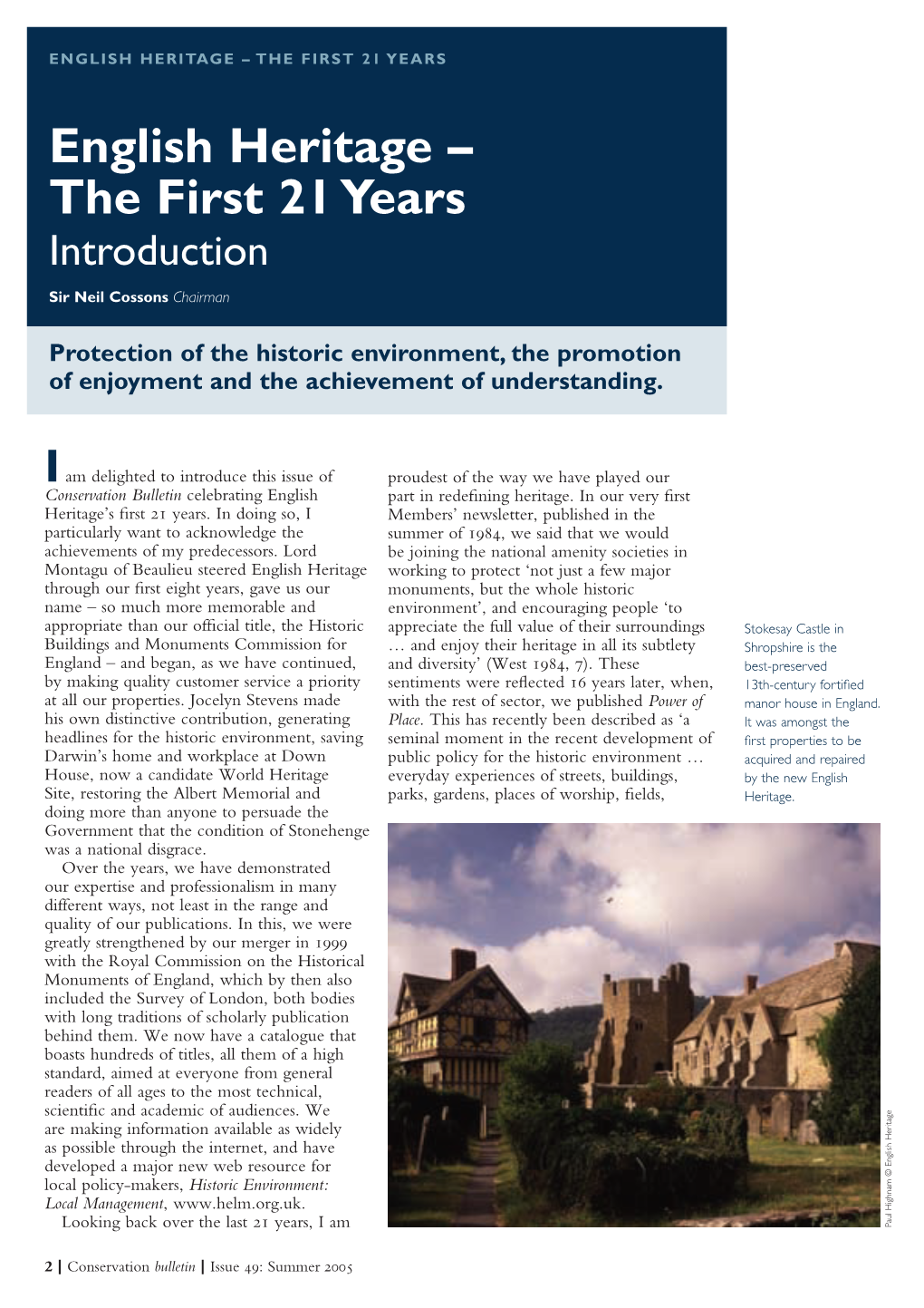 English Heritage – the First 21 Years