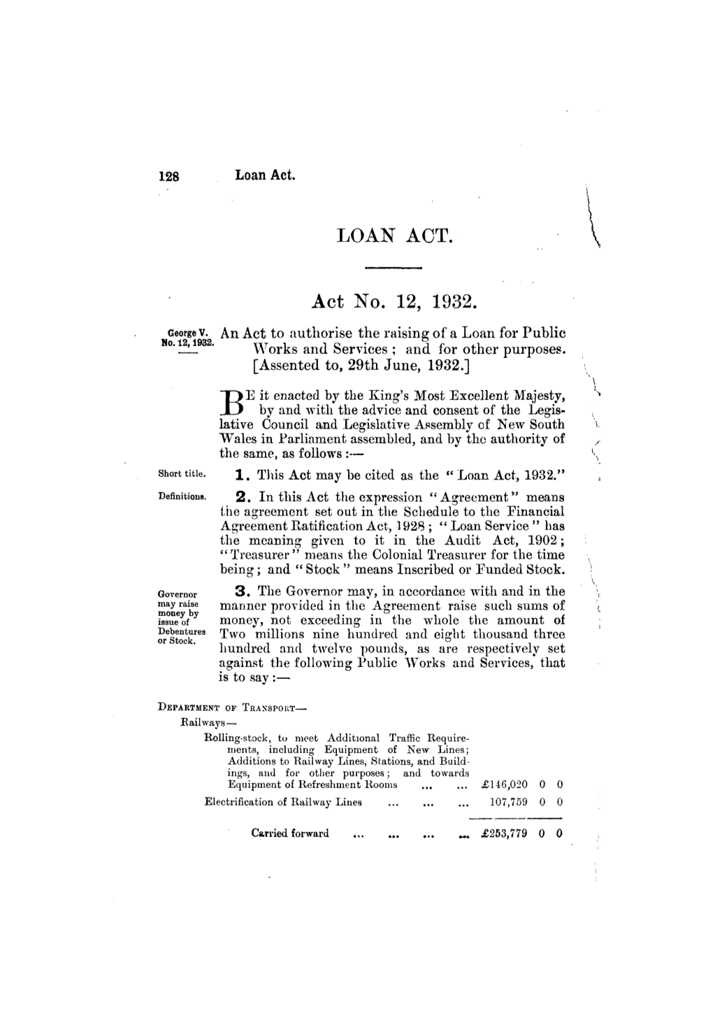 LOAN ACT. Act No. 12, 1932