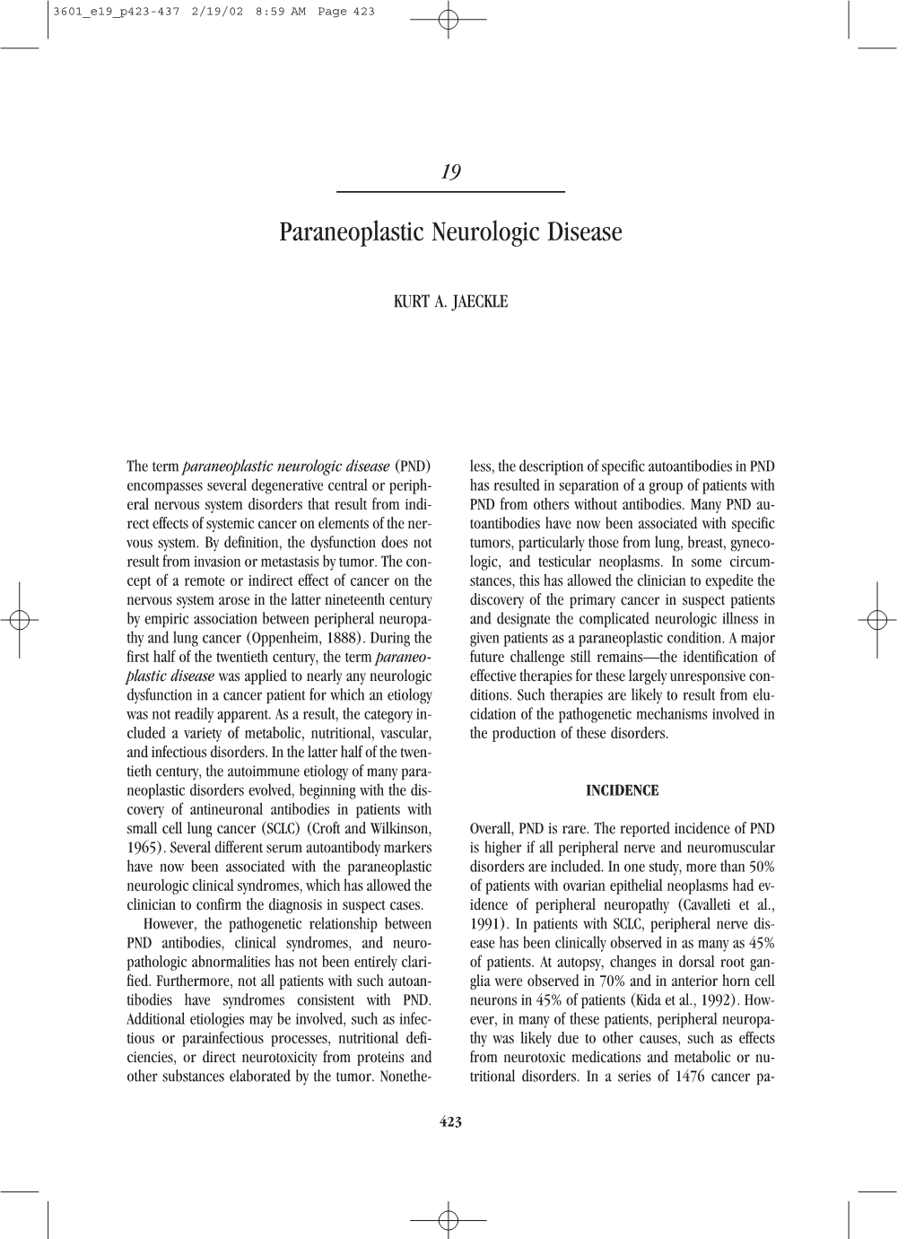Paraneoplastic Neurologic Disease