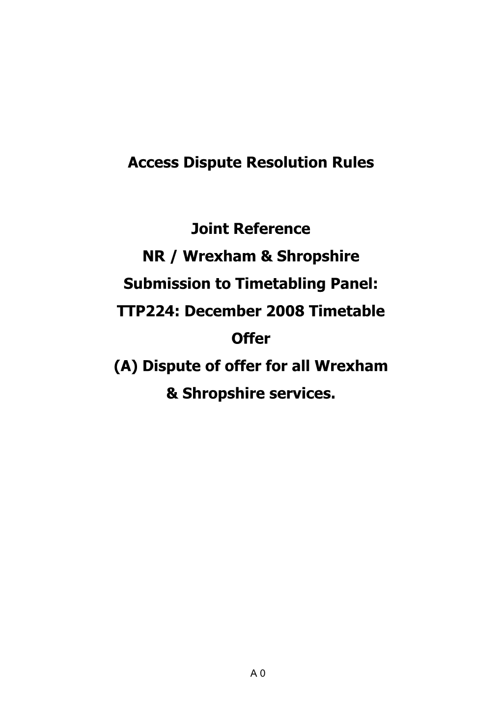 Access Dispute Resolution Rules Joint Reference NR / Wrexham