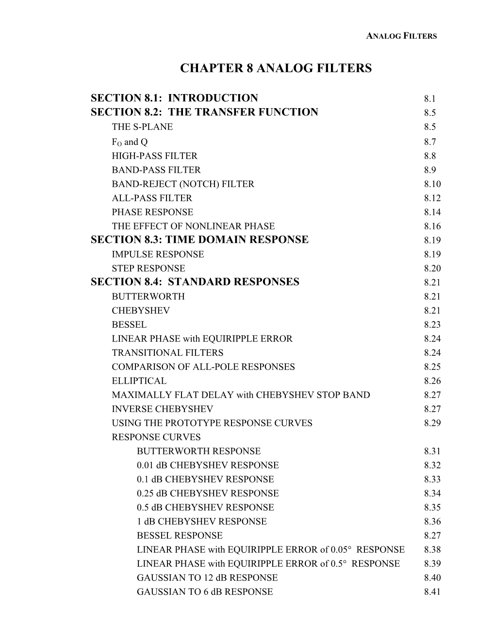 Chapter 8 Analog Filters