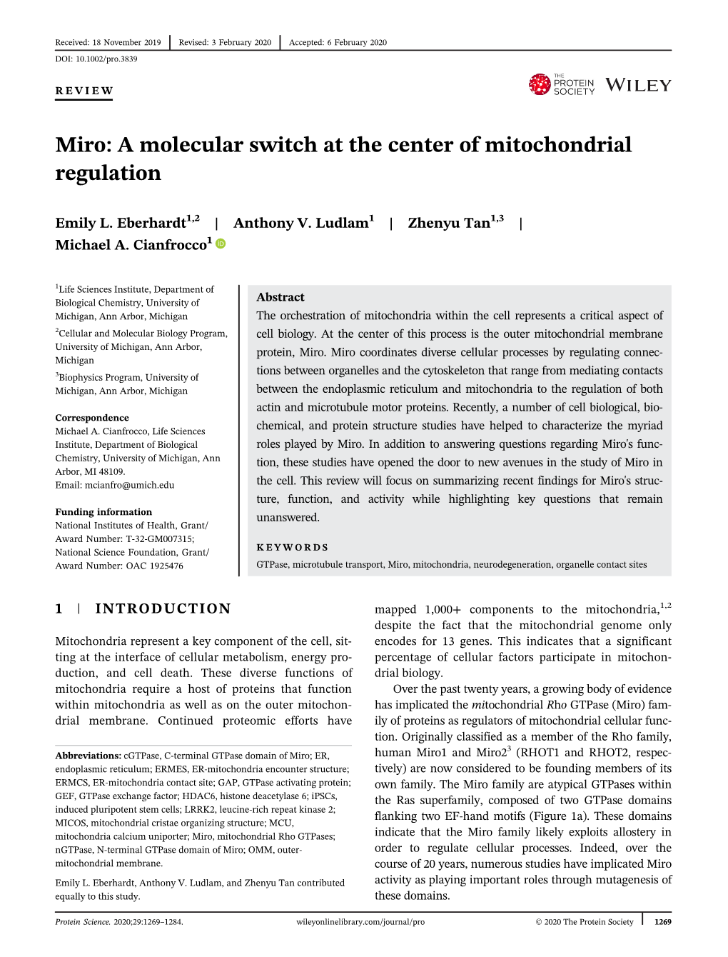 Miro: a Molecular Switch at the Center of Mitochondrial Regulation