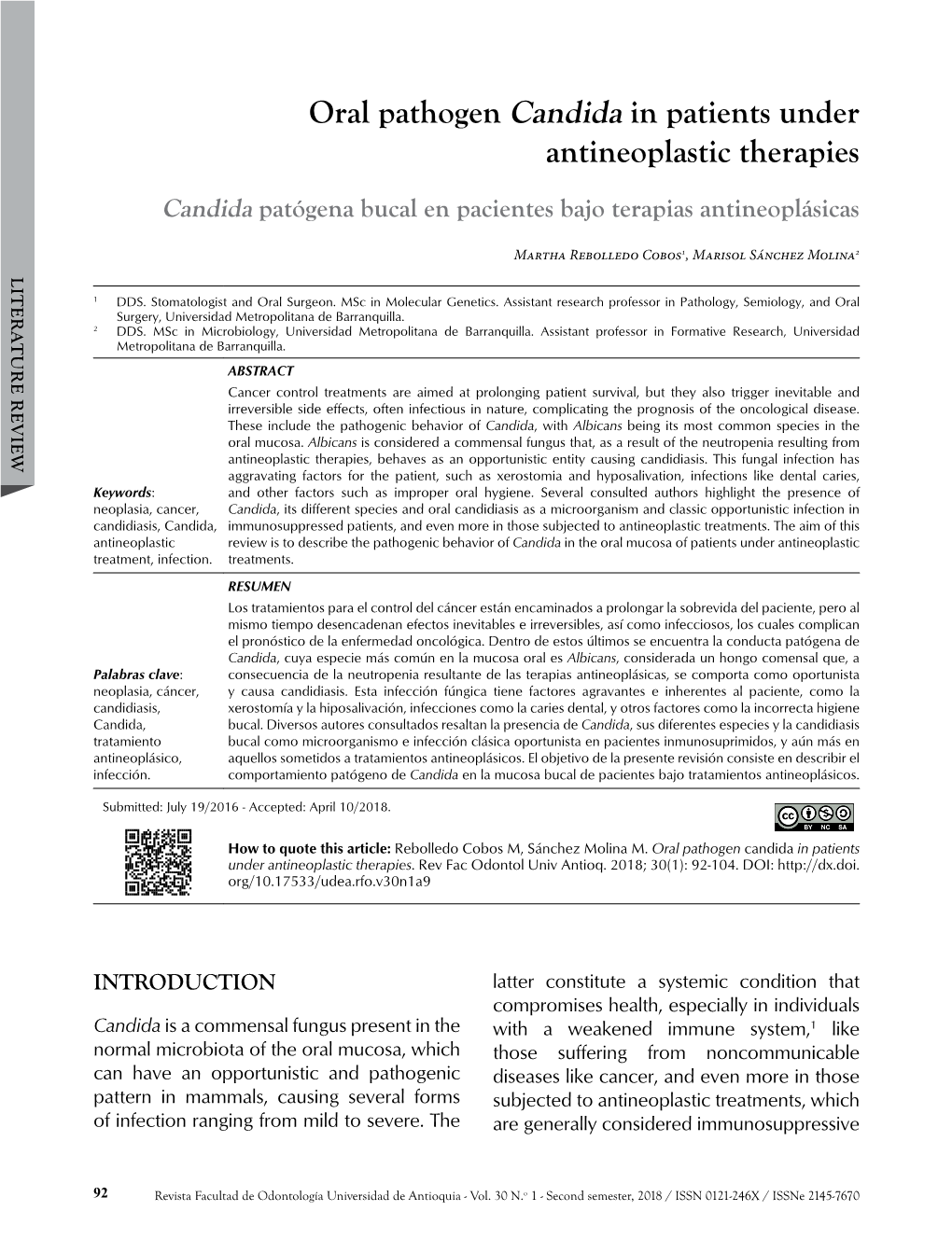 Oral Pathogen Candida in Patients Under Antineoplastic Therapies