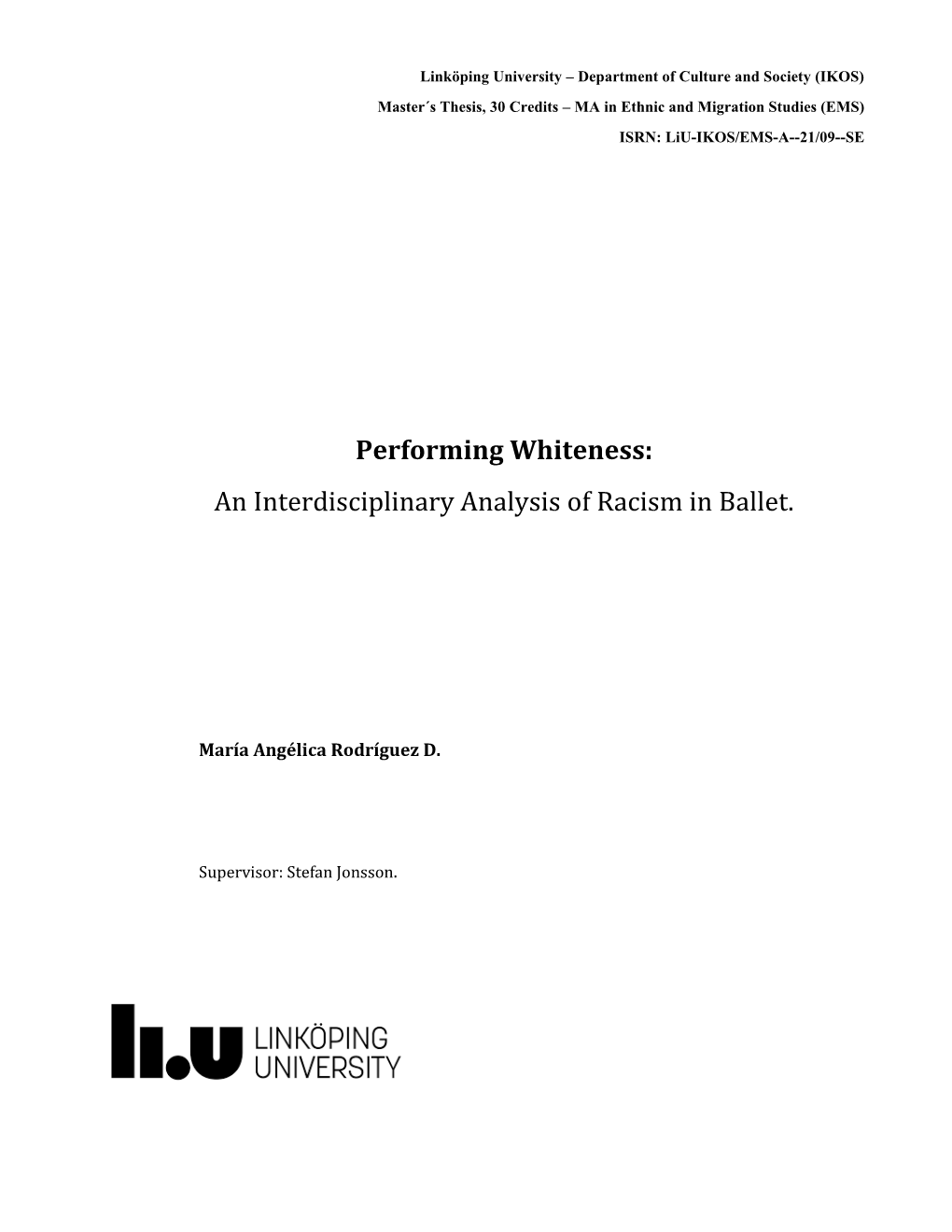 An Interdisciplinary Analysis of Racism in Ballet