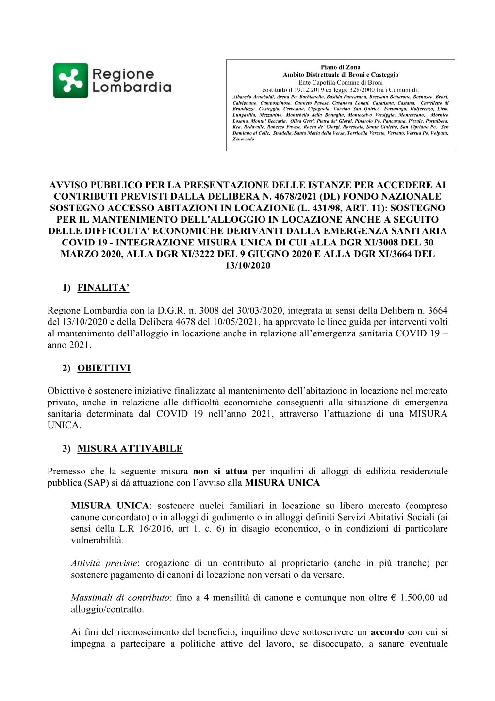 Avviso Pubblico Per La Presentazione Delle Istanze Per Accedere Ai Contributi Previsti Dalla Delibera N