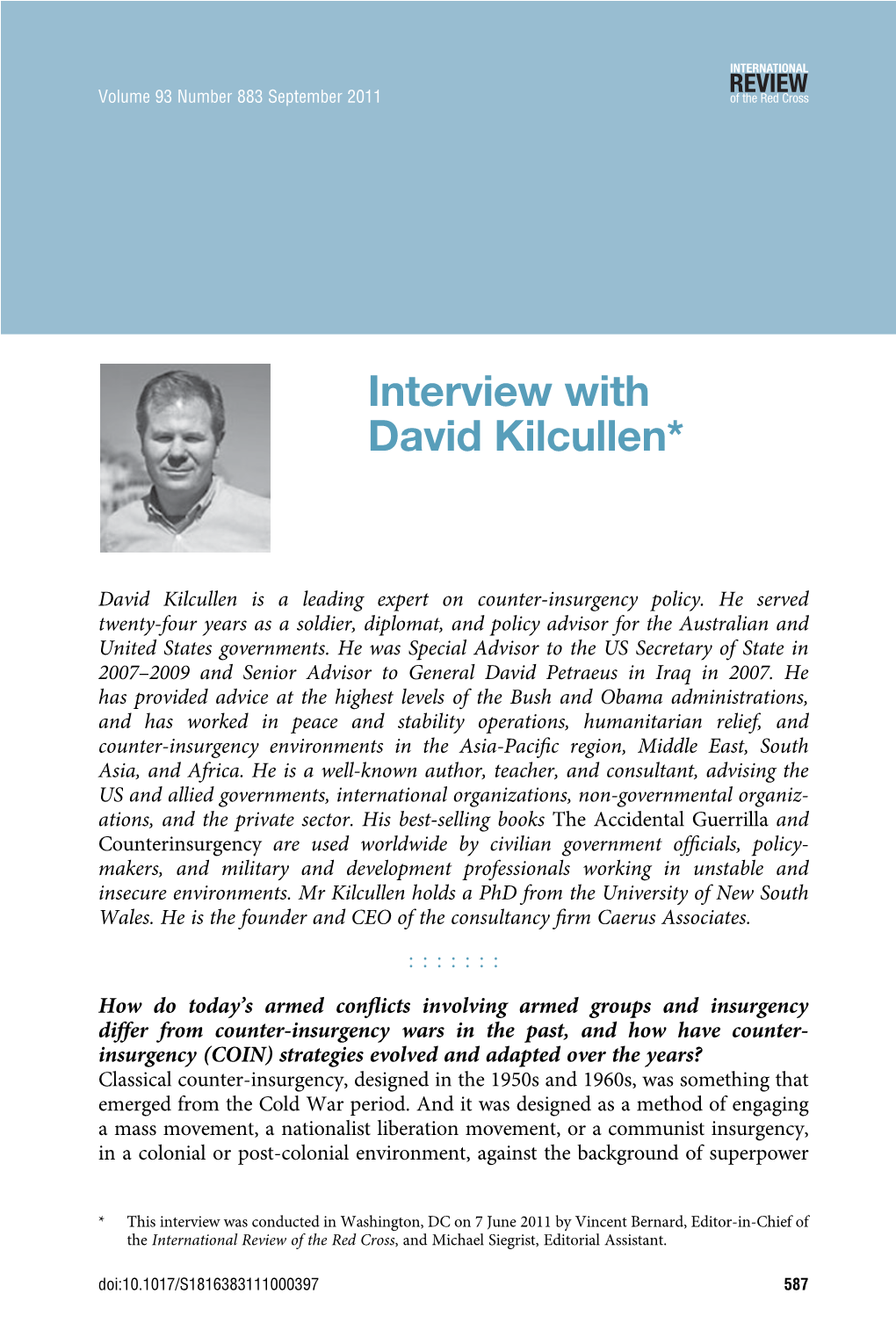 Interview with David Kilcullen*