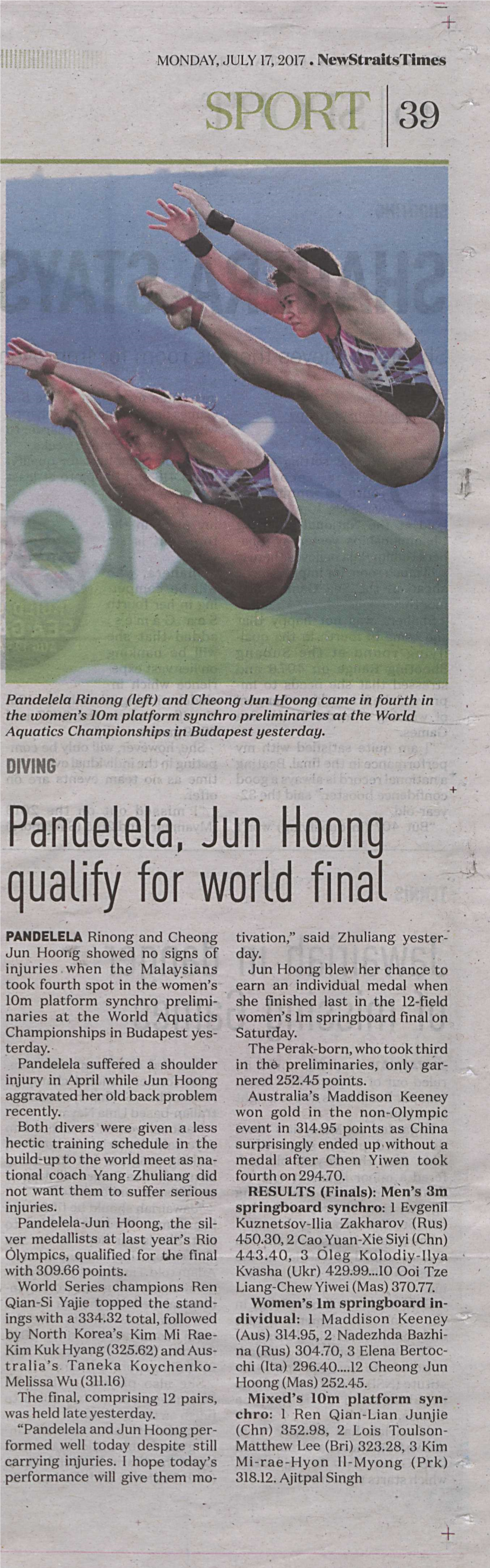 Pa-Ndehha. Jun Hoong Qua.Lify for World Final