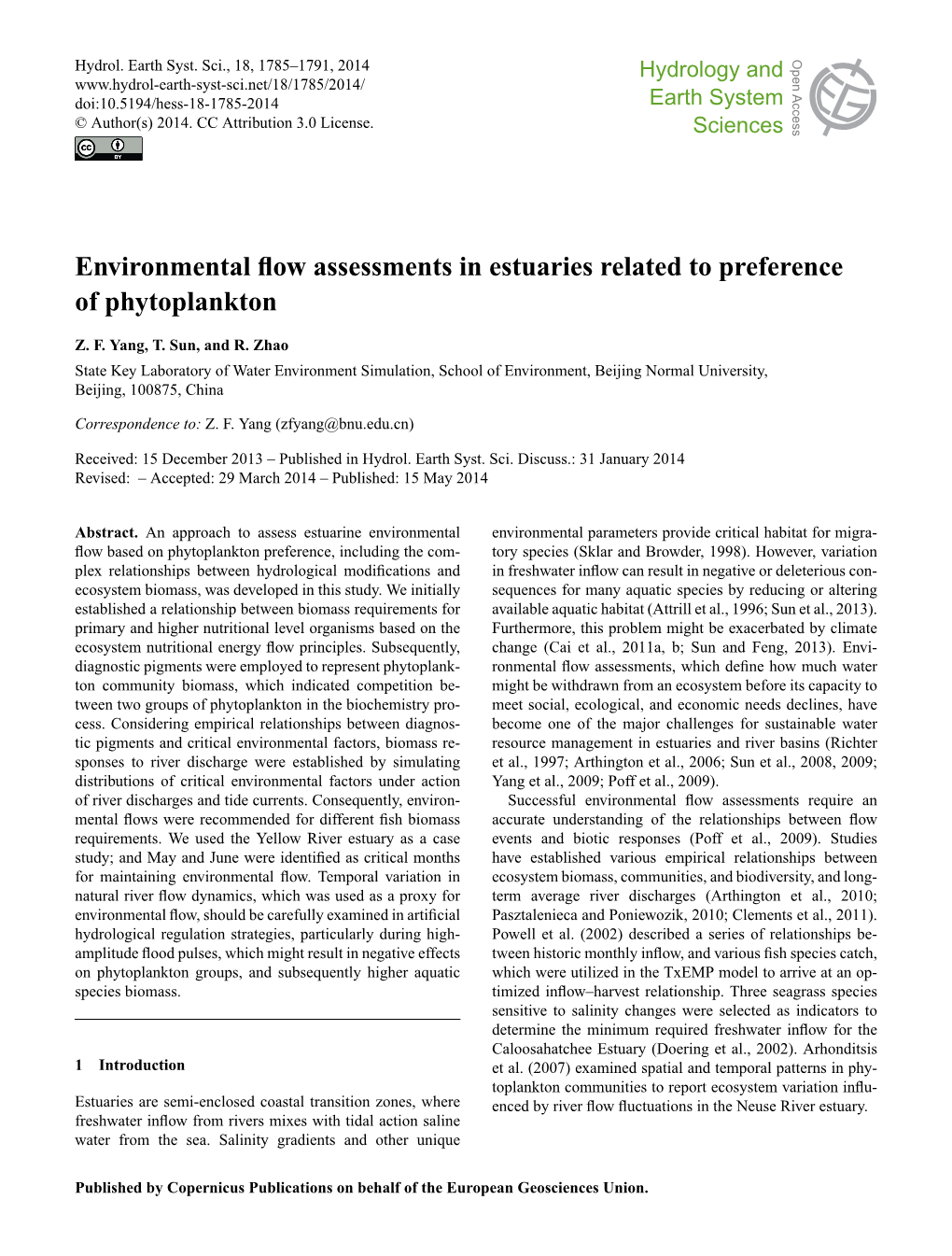 Environmental Flow Assessments in Estuaries Related to Preference of Phytoplankton