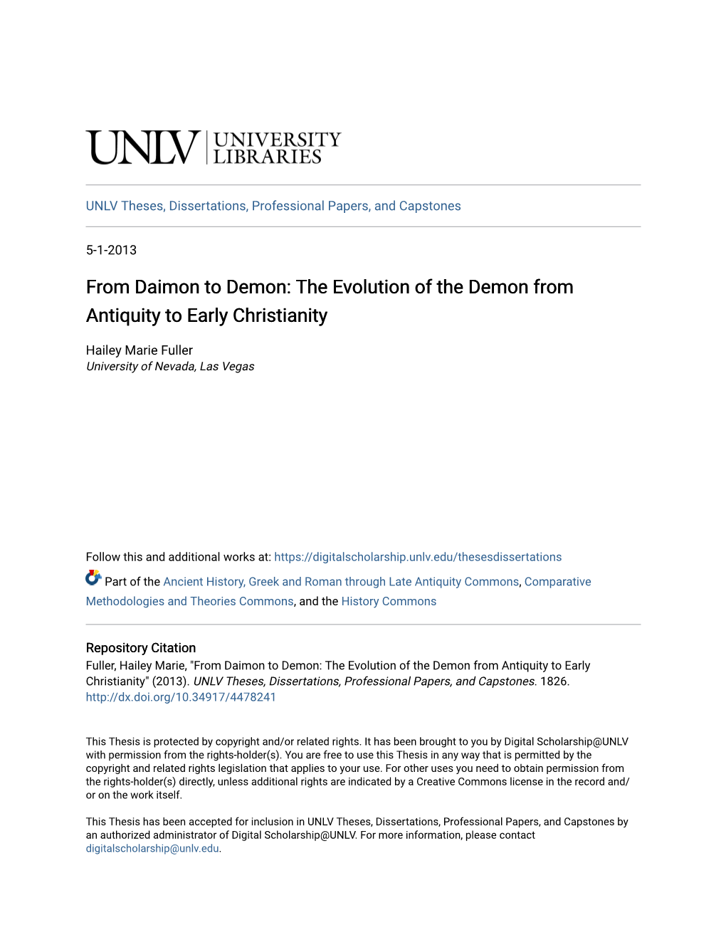 The Evolution of the Demon from Antiquity to Early Christianity