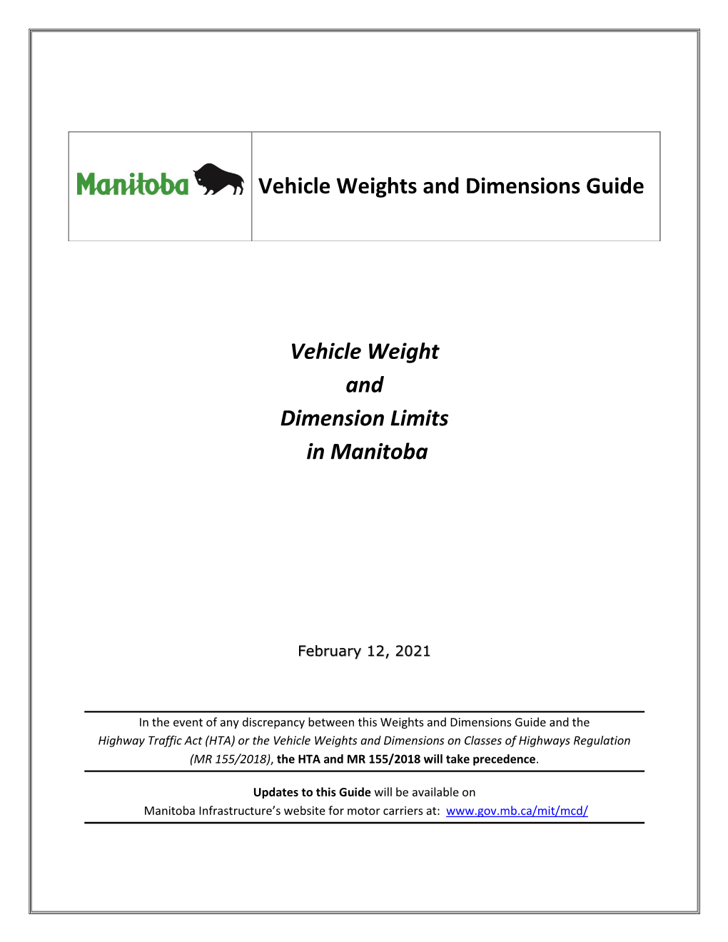 Manitoba Vehicle Weights and Dimensions Guide