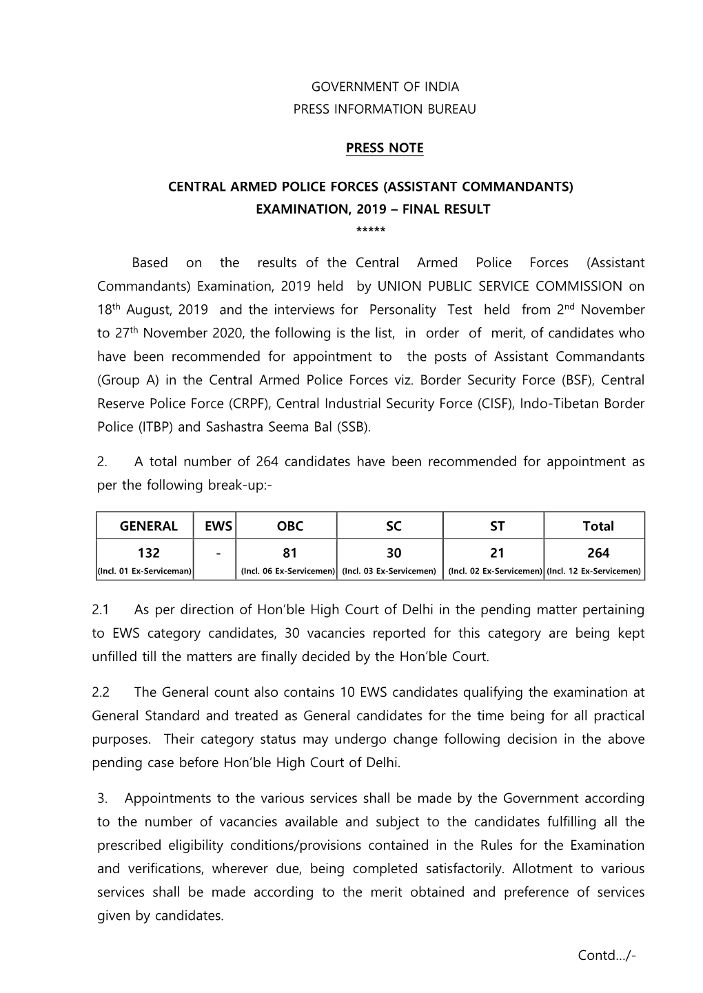 Based on the Results of the Central Armed Police Forces