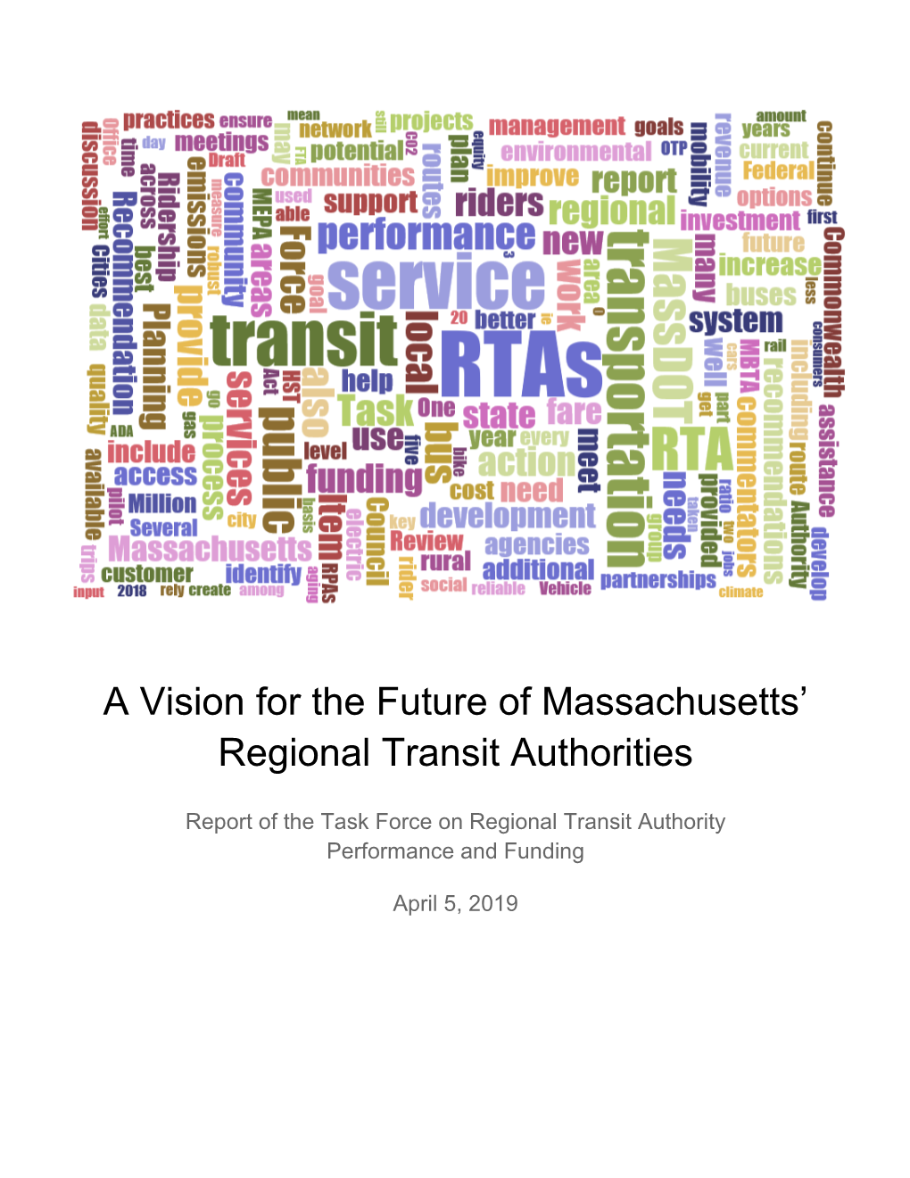Final Report: a Vision for the Future of Massachusetts' Regional Transit