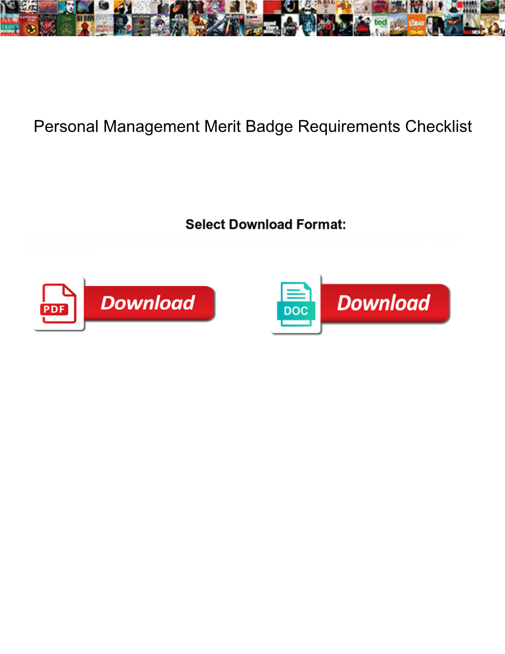 Personal Management Merit Badge Requirements Checklist