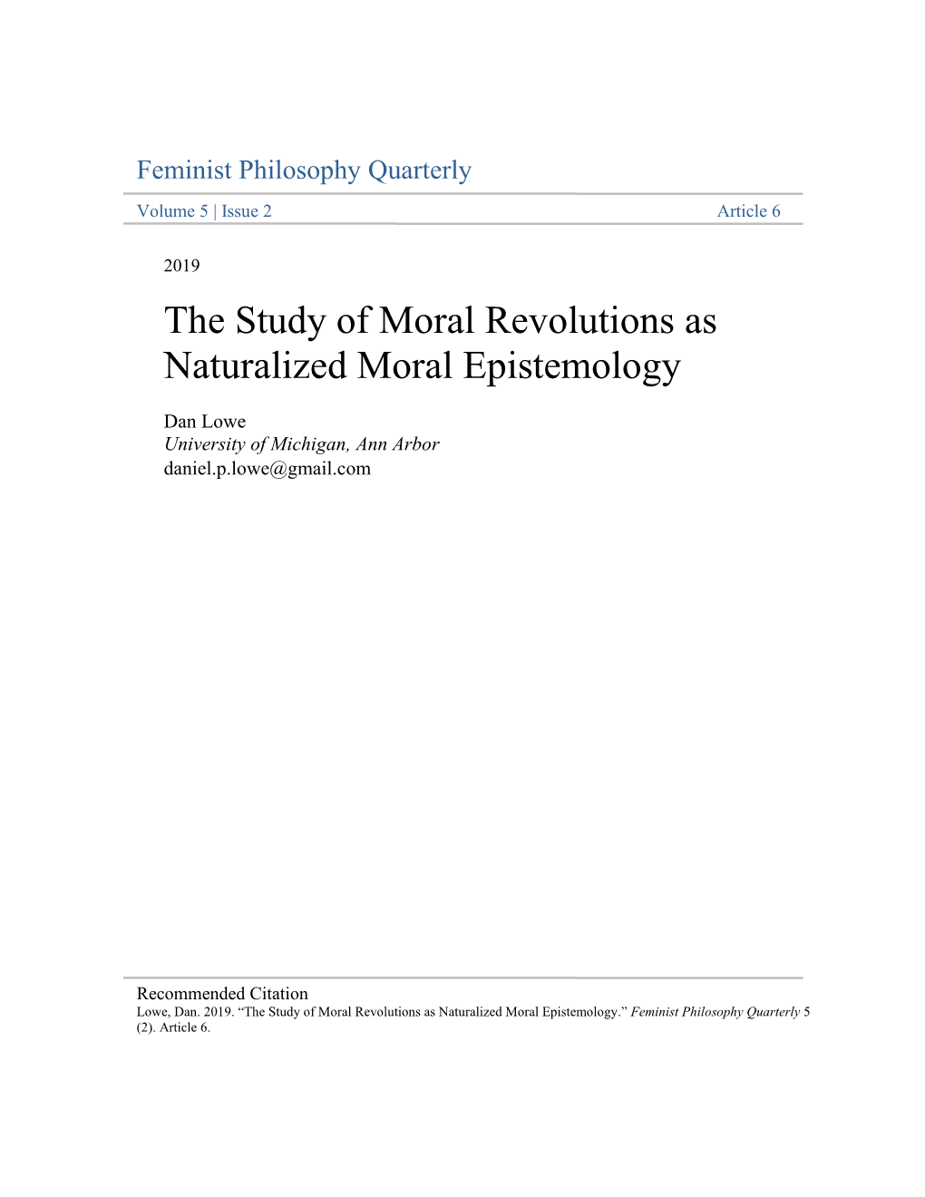 The Study of Moral Revolutions As Naturalized Moral Epistemology