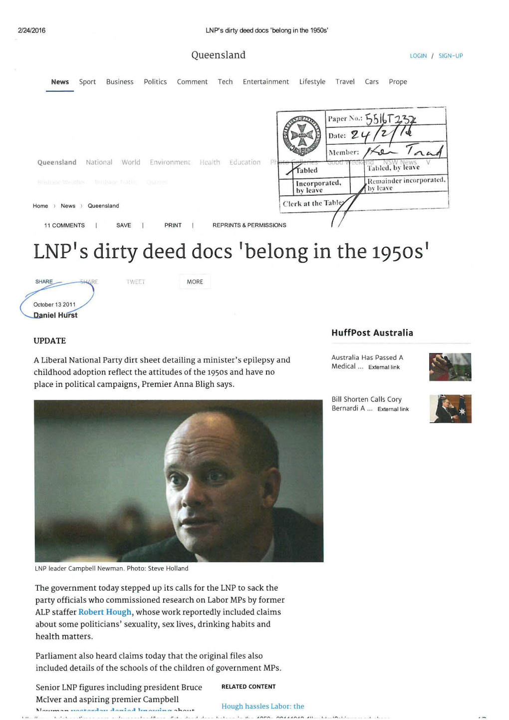 LNP's Dirty Deed Docs 'Belong in the 1950S'