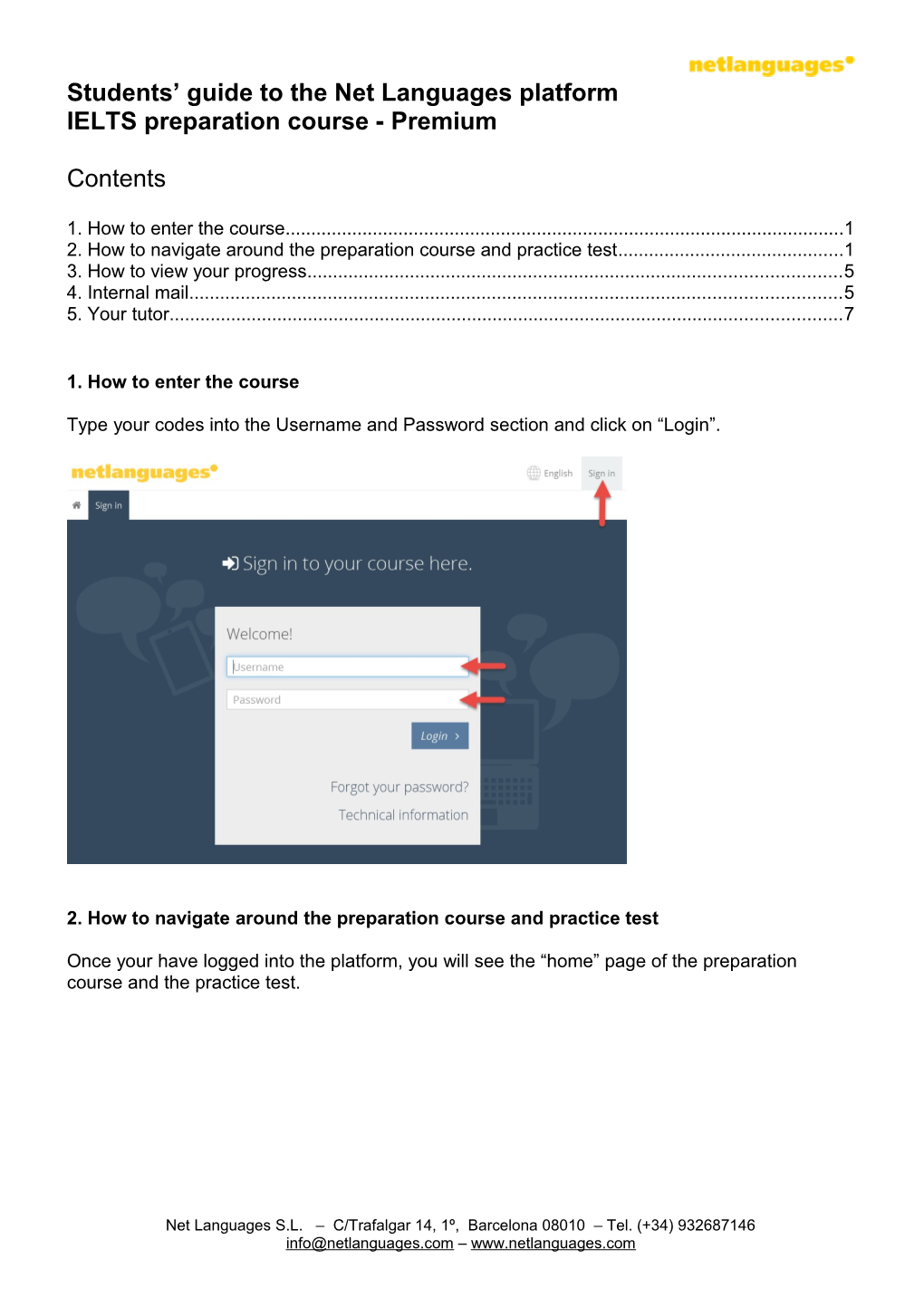 Students Guide to the Net Languages Platform