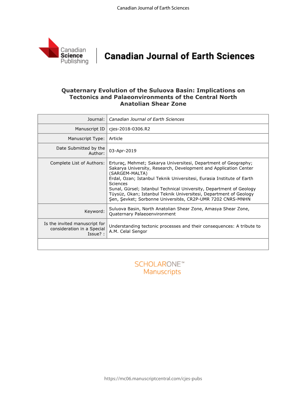 Quaternary Evolution of the Suluova Basin: Implications on Tectonics and Palaeonvironments of the Central North Anatolian Shear Zone