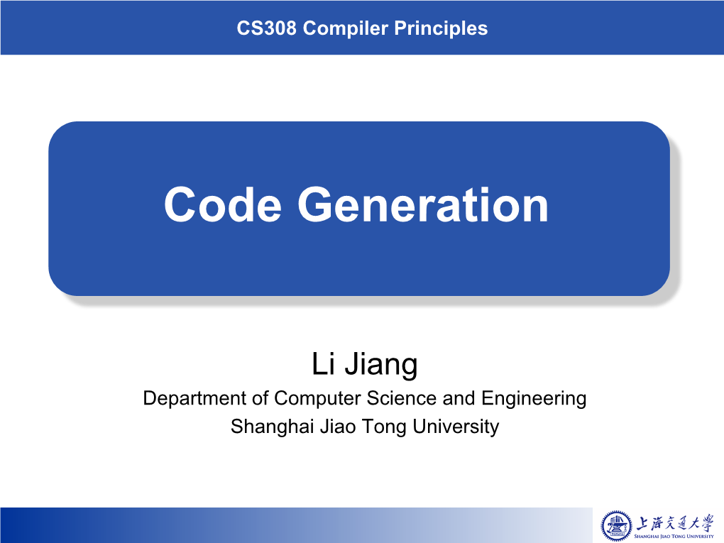 Li Jiang Department of Computer Science and Engineering Shanghai Jiao Tong University Background
