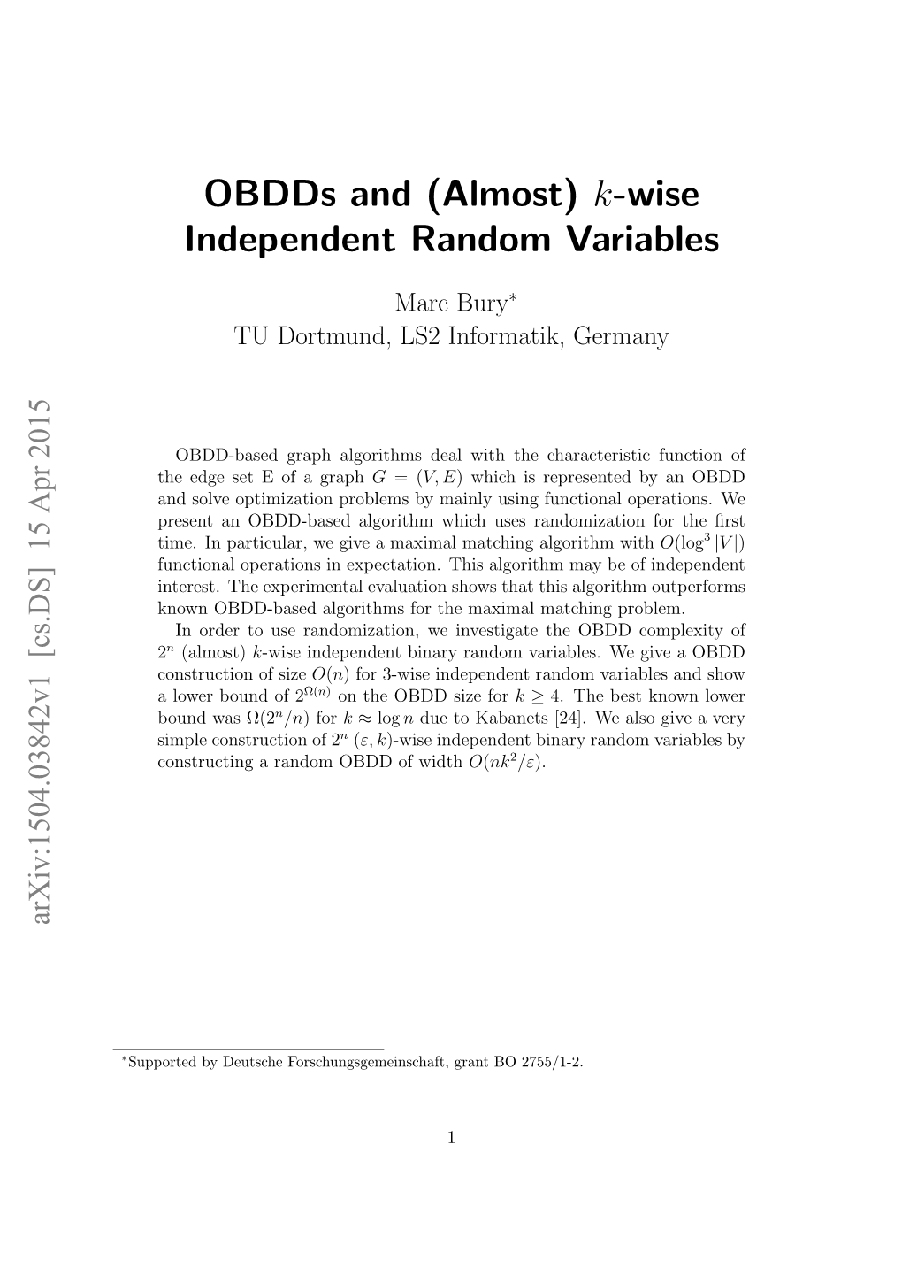 K-Wise Independent Random Variables