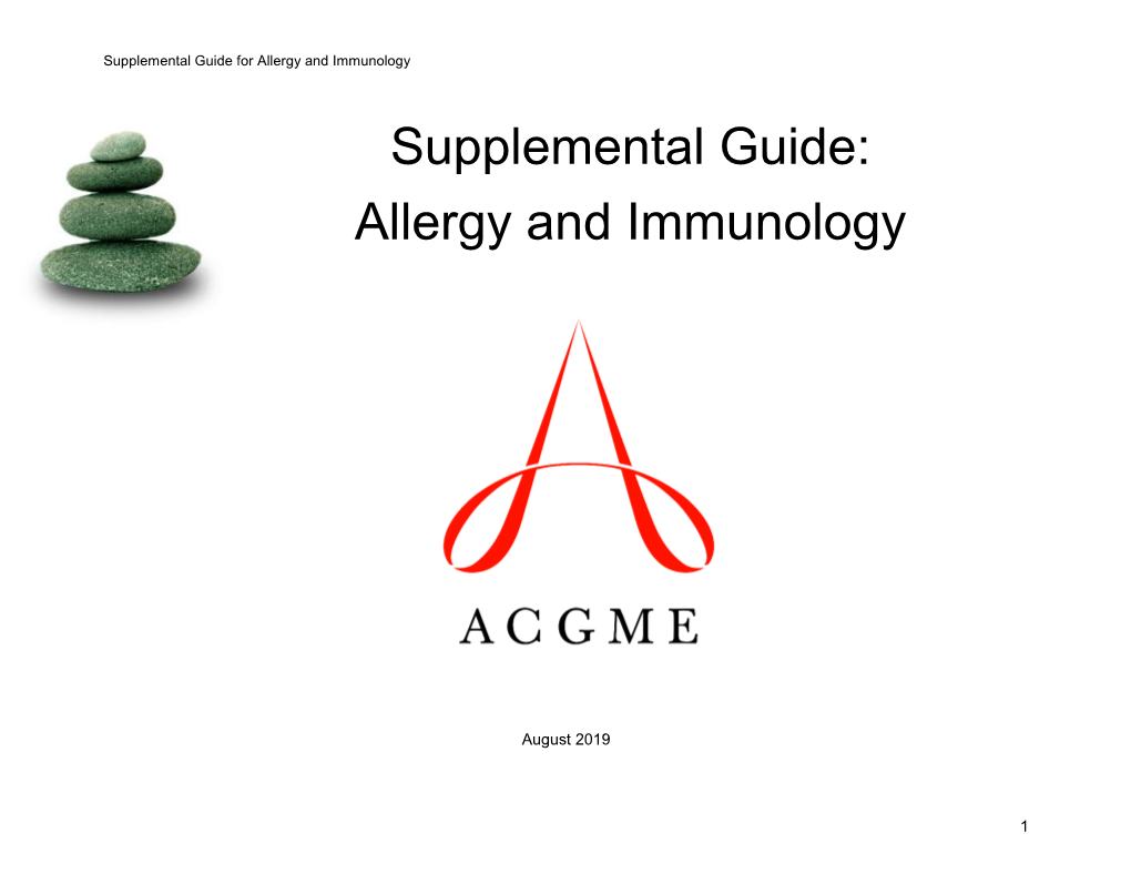 Allergy and Immunology Supplemental Guide