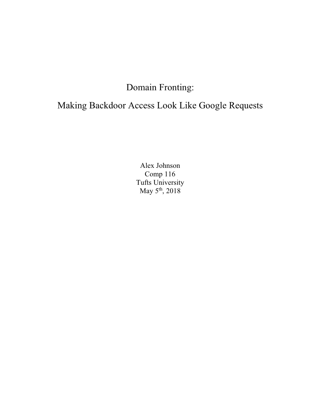 Domain Fronting: Making Backdoor Access Look Like Google Requests