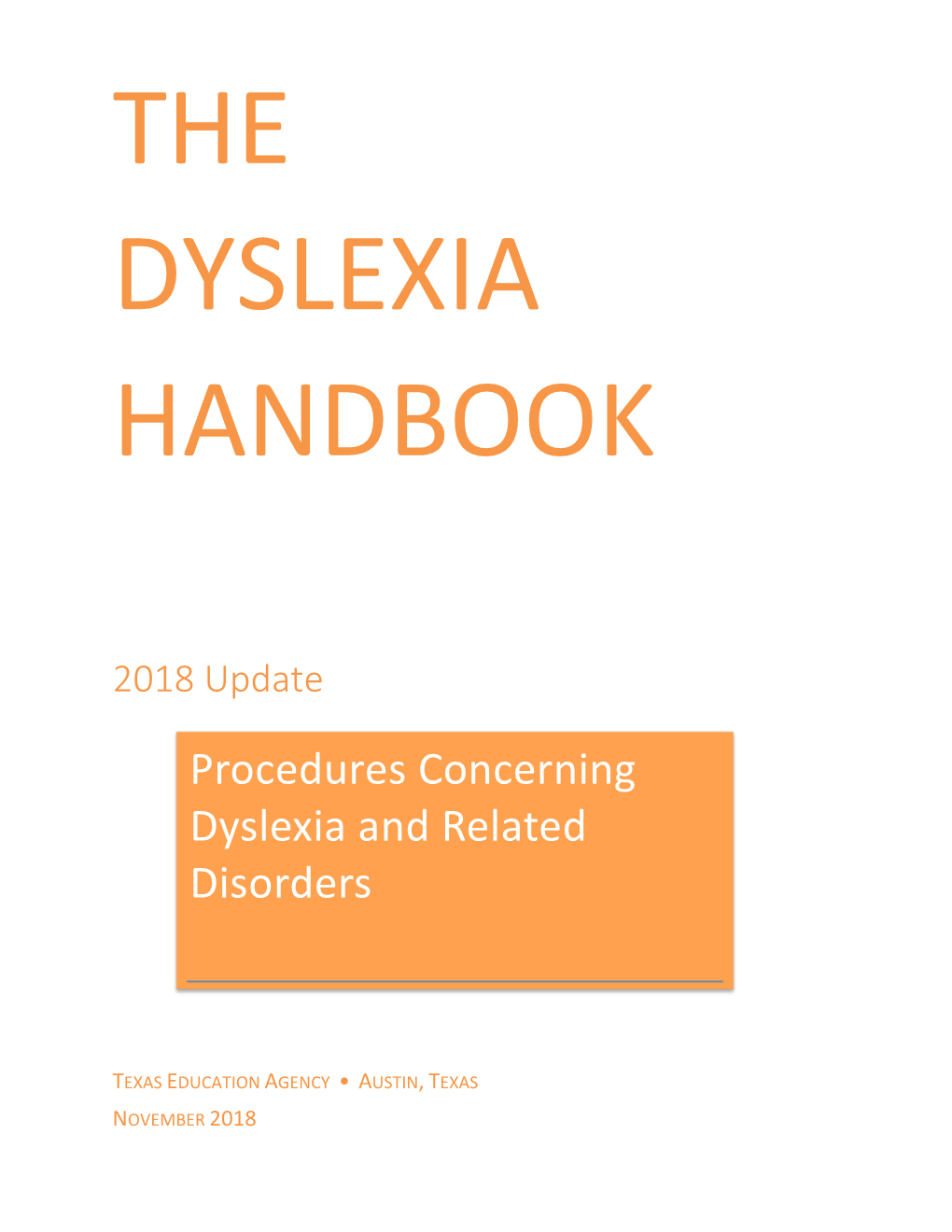 2018 Dyslexia Handbook
