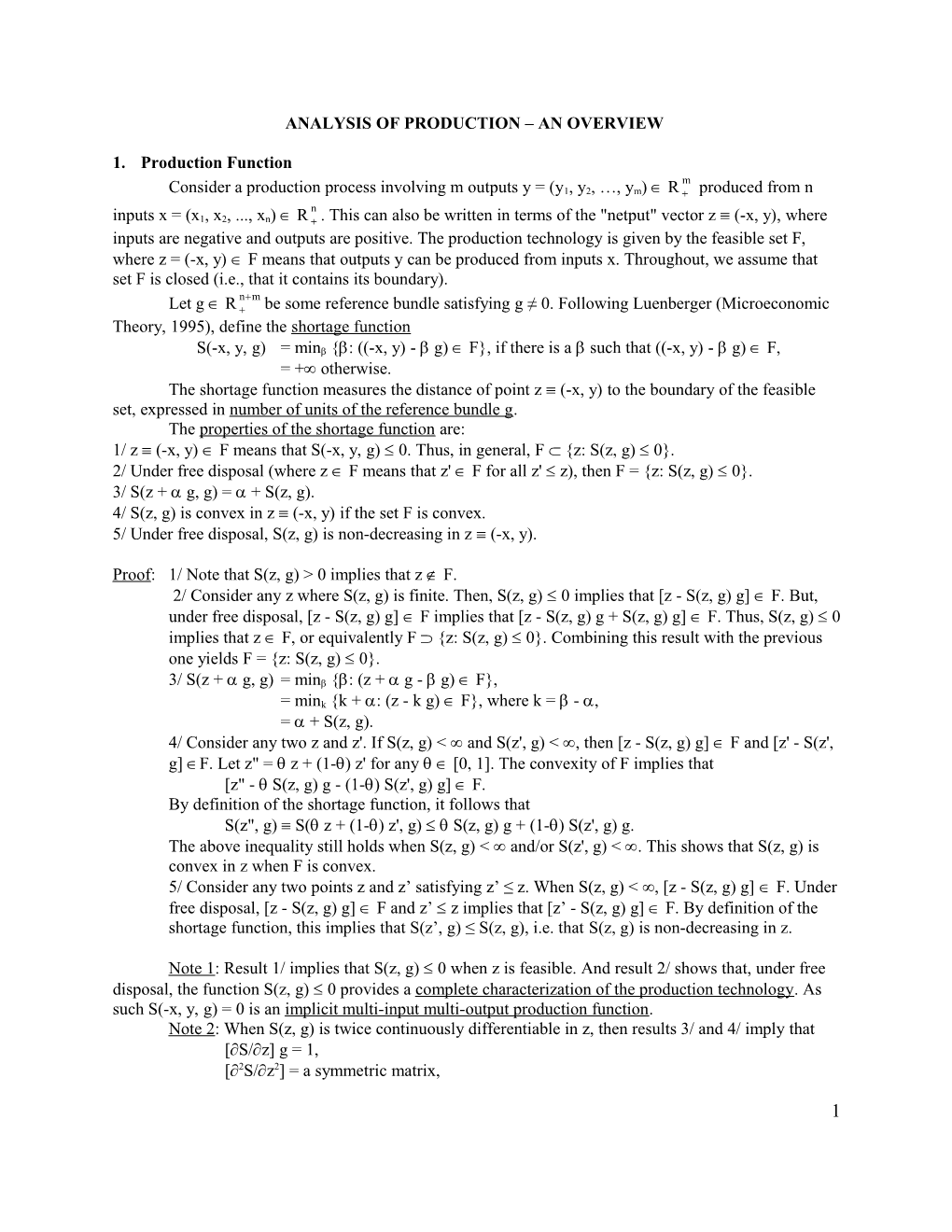 Analysis of Production an Overview