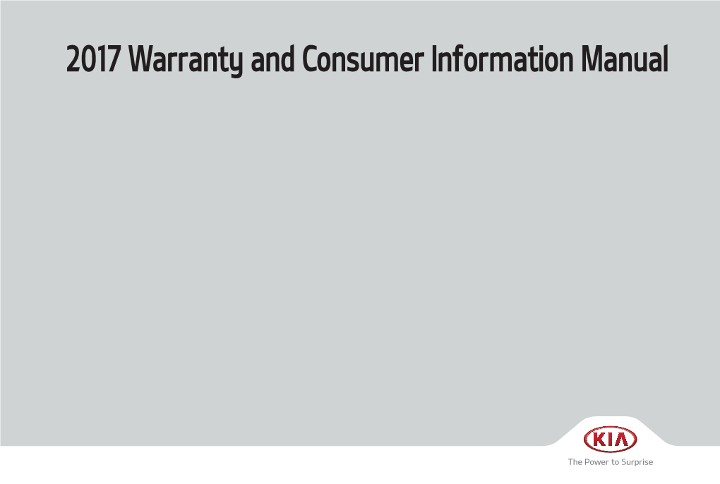 2017 Warranty and Consumer Information Manual