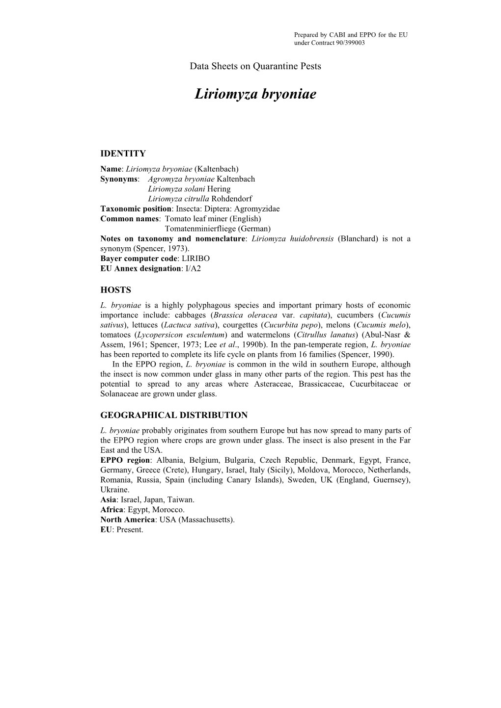 Data Sheets on Quarantine Pests