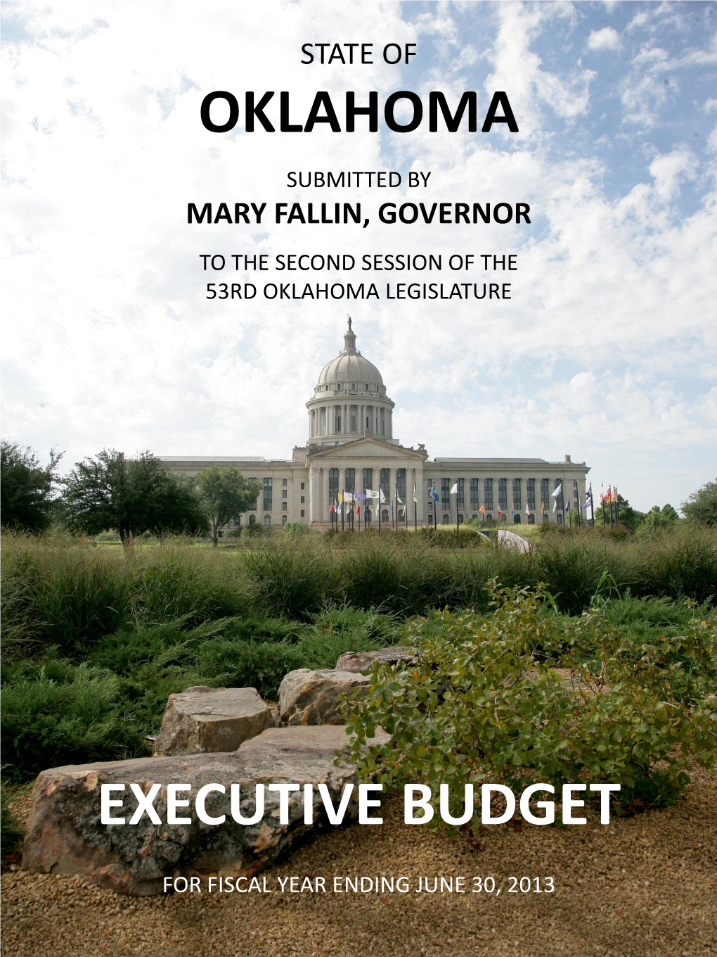 State of Oklahoma Fiscal Year 2013 Budget