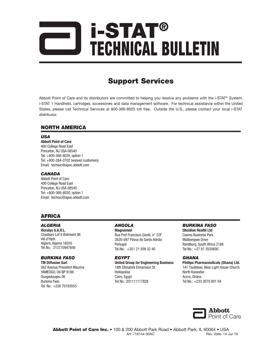 I-STAT® TECHNICAL BULLETIN