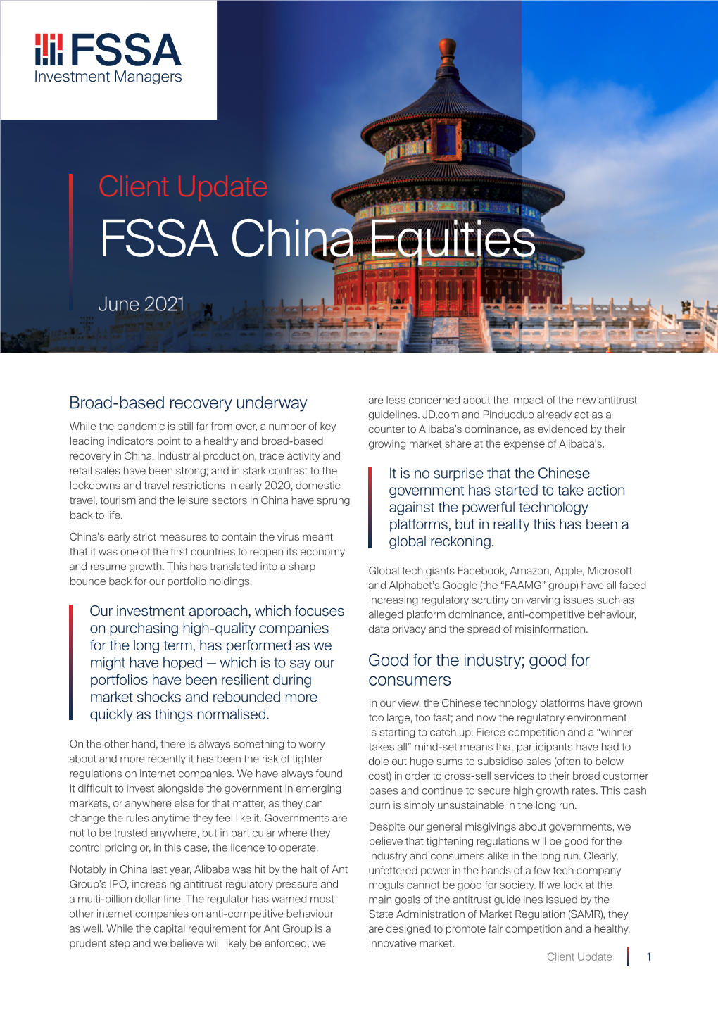 FSSA China Equities June 2021